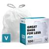 Plasticplace Custom Fit Trash Bags, Compatible with simplehuman Code V (100 Count) White Drawstring Garbage Liners 4.2-4.8 Gallon/ 16-18 Liter, 14.5″ x 27.5″(White)