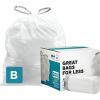Plasticplace Trash Bags, Compatible with simplehuman Code B (200 Count) White Drawstring Garbage Liners 1.6 Gallon / 6 Liter, 12.5″ x 15.5″