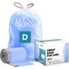 Plasticplace Trash Bags, Compatible with simplehuman Code D (200 Count) White Drawstring Garbage Liners 5.3 Gallon / 20 Liter, 15.75″ x 28″(Blue)