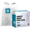 Plasticplace Trash Bags, Compatible with simplehuman Code D (200 Count) White Drawstring Garbage Liners 5.3 Gallon / 20 Liter, 15.75″ x 28″(White)