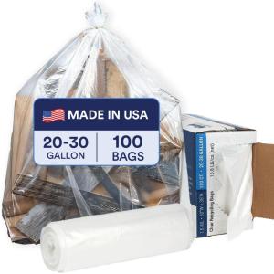 Plasticplace 20-30 Gallon Trash Bags │ 1.5 Mil │ Clear Heavy Duty Garbage Can Liners │100 Count (Pack of 1)