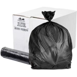 Plasticplace 20-30 Gallon Trash Bags │ 8 Microns │ Clear High Density Garbage Can Liners │ 30″ x 37″ | 1 Count (Pack of 500)(Black)
