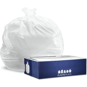 Plasticplace 32-33 Gallon Trash Bags │ 0.7 Mil │ White Garbage Can Liners │ 33” x 39” (150 Count)