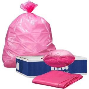 Plasticplace 32-33 Gallon Trash Bags │ 1.5 Mil │ Pink Garbage Can Liners │ 33’” x 39” (100 Count)(Pink)