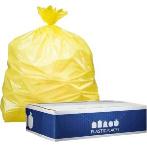 Plasticplace 32-33 Gallon Trash Bags │ 1.5 Mil │ Yellow Garbage Can Liners │ 33’” x 39” (100 Count), W33Y15(1 Count (Pack of 100))