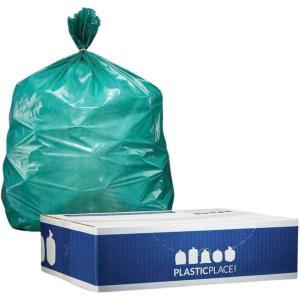 Plasticplace 40-45 Gallon Trash Bags │1.5 Mil │ Black Heavy Duty Garbage Can Liners │ 40″ x 46″ (100 Count)(Green)