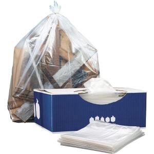Plasticplace 56 gallon Trash Bags │ 1.5 Mil │ Clear Heavy Duty Liners, Fits Glutton Garbage Can │ 43” x 46” (50 Count) (W56LDC1)(Clear)