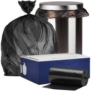 Plasticplace 7-10 Gallon Trash Bags│8 Microns│Clear Garbage Can High Density Liners│24″ x 24″ (1000 Count)(Black)