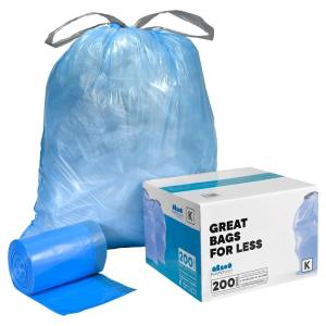 Plasticplace Custom Fit Trash Bags, Compatible with simplehuman Code K Packs, White Drawstring Garbage Liners 10 Gallon, 24” x 28” (20 Count/5 Pack)(Blue)