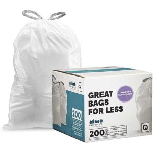 Plasticplace Custom Fit Trash Bags Compatible with simplehuman Code Q (200 Count) Drawstring Garbage Bags 13-17 Gallon White, Tear-Resistant Tall Kitchen Trash Bags for Garbage Cans Recycling 1.2 Mil(Lavender and Soft Vanilla)