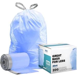Plasticplace Custom Fit Trash Bags, Compatible with simplehuman Code V (100 Count) White Drawstring Garbage Liners 4.2-4.8 Gallon/ 16-18 Liter, 14.5″ x 27.5″(Blue)