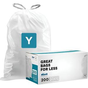 Plasticplace Custom Fit Trash Bags, Compatible with simplehuman Code Y (100 Count) White Drawstring Garbage Liners 30.4 Gallon/ 115 Liter, 28.5″ x 39″(White)