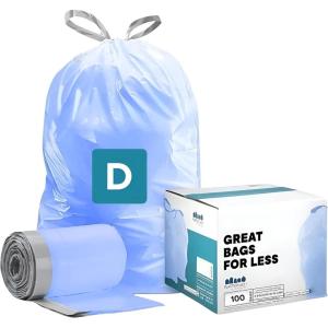 Plasticplace Trash Bags, Compatible with simplehuman Code D (200 Count) White Drawstring Garbage Liners 5.3 Gallon / 20 Liter, 15.75″ x 28″(Blue)