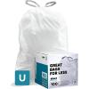 Plasticplace Custom Fit Trash Bags, Compatible with simplehuman Code U (200 Count) White Drawstring Garbage Liners 14.5-21 Gallon/ 55-80 Liter 26.5″ x 32″(White)